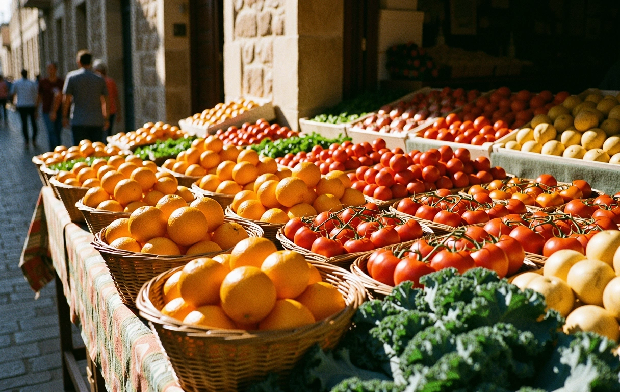 Abundancia de productos frescos en un mercado local